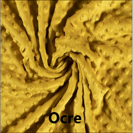 Fin de rouleau, tissu polaire, minky gaufré. Coloris ocre, dimensions 3.35m/laize