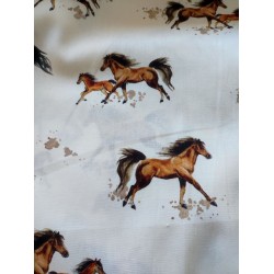 Popeline imprimée chevaux 100% coton