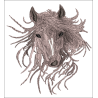 Motif de broderie machine représentant une tête de cheval, 180x130mm