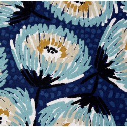 Coupon 2m de tissu1/2 Natté fleurs- 100% coton marque "Domotex"