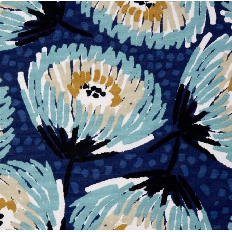 Coupon 2m de tissu1/2 Natté fleurs- 100% coton marque "Domotex"