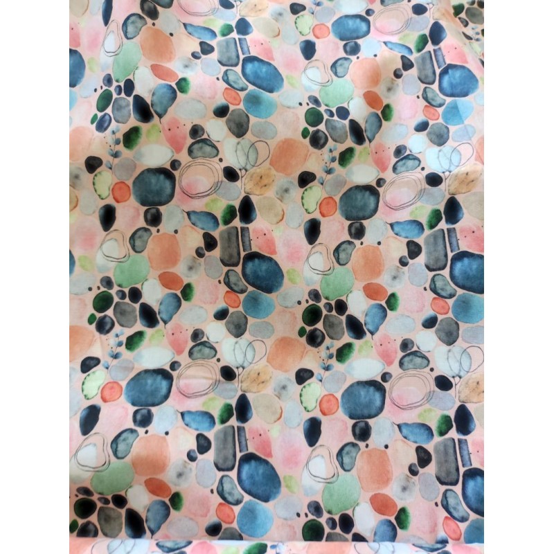 Popeline impression  galets multicolores