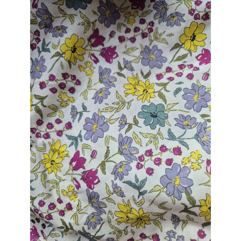 Coupon 1.90m de tissu 100% coton imprimé floral