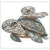 Fichier broderie machine, motif tortue et son bébé