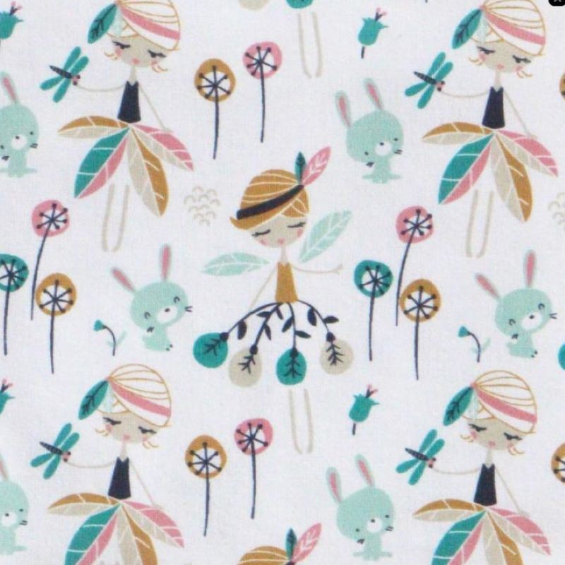 Fin de rouleau 2m de tissu 100% coton imprimé fées