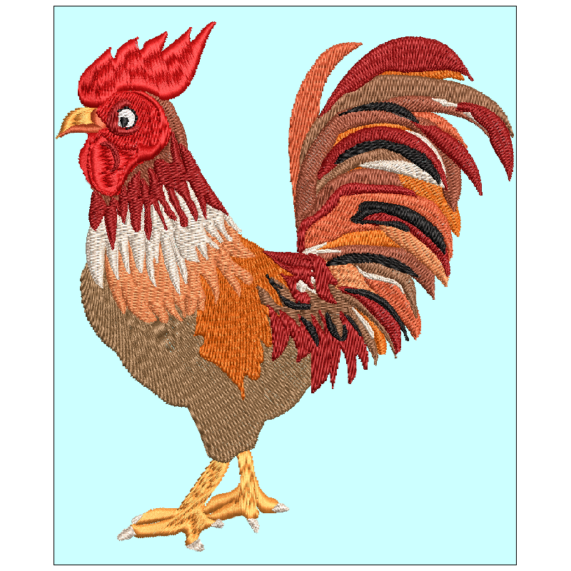 Fichier broderie machine, motif animaux de la ferme, motif coq gaulois, motif animaux de la basse-cour