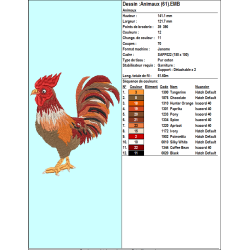 Fichier broderie machine, motif animaux de la ferme, motif coq gaulois, motif animaux de la basse-cour