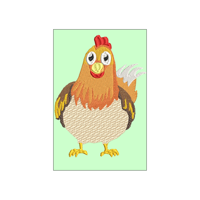 Fichier de broderie machine, motif poule, animaux de la ferme
