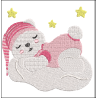 Fichier broderie machine, motif ourson dormant sur son nuage.