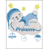 Fichier broderie machine, tableau naissance, ourson sur son nuage