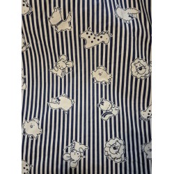 Lot de 3 coupons 100%coton , imprimé enfantin, bleu marine sur fond blanc