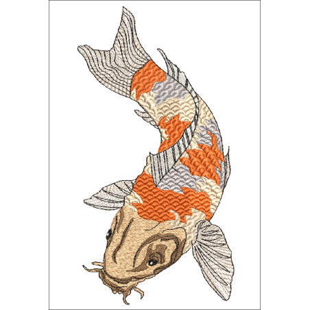 Fichier broderie machine, motif de carpe Koï, thème le japon.