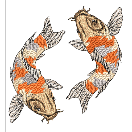 Fichier broderie machine, motif de carpe Koï, thème le japon.