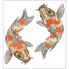 Fichier broderie machine, motif de carpe Koï, thème le japon.