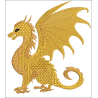Fichier broderie machine, motif dragon doré, Symbole de richesse et prospérité,