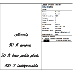 Fichier broderie machine, fichier broderie motif phrase humour, fichier broderie motif Mamie
