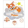 Fichier broderie machine,  Tableau naissance, renard endormi sur son nuage