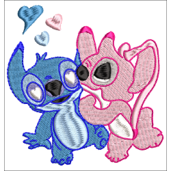 broderie machine - motif  "Stitch & Angel amoureux"