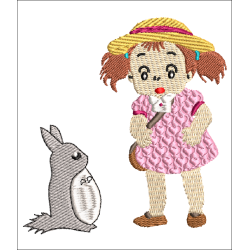 broderie machine - motif  "Totoro et Satsuki"