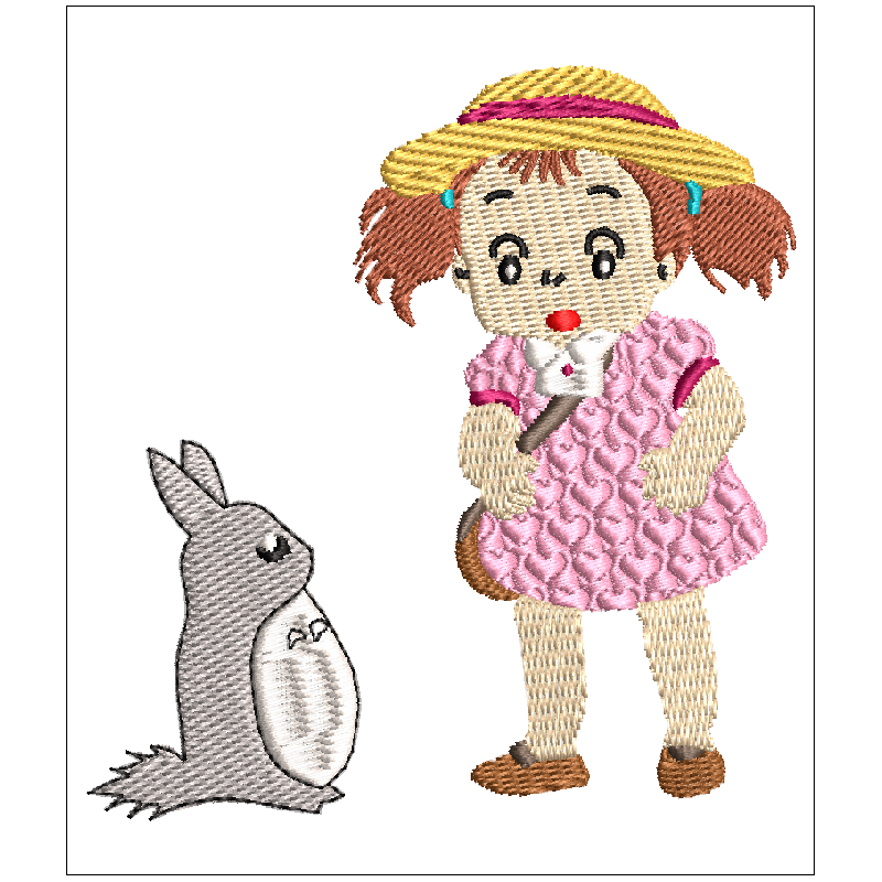 broderie machine - motif  "Totoro et Satsuki"