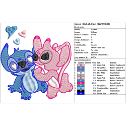 Fichier broderie machine - motif  "Stitch & Angel amoureux"