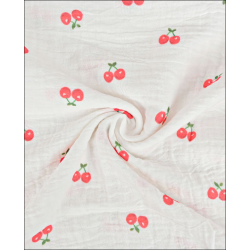 Double gaze imprimée " cerises"