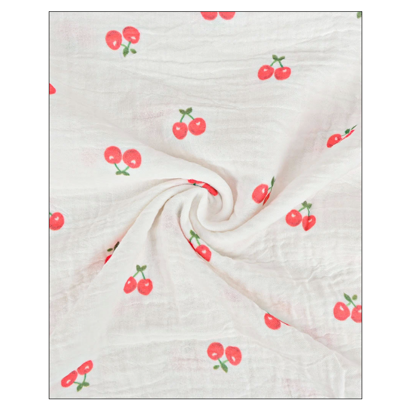 Double gaze imprimée " cerises"