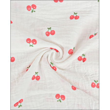Double gaze imprimée " cerises"