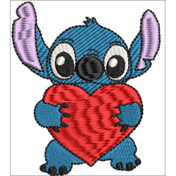 Fichier broderie machine, fichier numérisé, fichier broderie Stitch  coeur, fichier broderie dessin animé