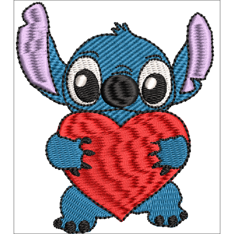 Fichier broderie machine, fichier numérisé, fichier broderie Stitch  coeur, fichier broderie dessin animé