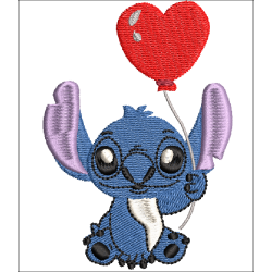 Fichier broderie machine, fichier numérisé, fichier broderie Stitch ballon coeur, fichier broderie dessin animé