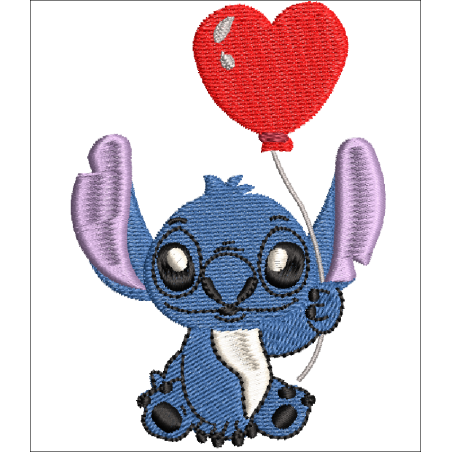 Fichier broderie machine, fichier numérisé, fichier broderie Stitch ballon coeur, fichier broderie dessin animé