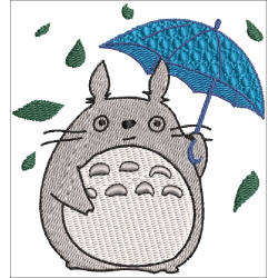 Fichier broderie machine, fichier numérisé, fichier broderie Totoro parapluie bleu, fichier broderie dessin animé