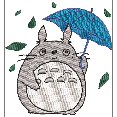 Fichier broderie machine, fichier numérisé, fichier broderie Totoro parapluie bleu, fichier broderie dessin animé