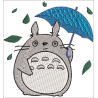 Fichier broderie machine, fichier numérisé, fichier broderie Totoro parapluie bleu, fichier broderie dessin animé