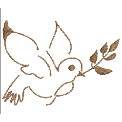 Fichier broderie machine motif représentant une colombe avec un brin d'olivier.