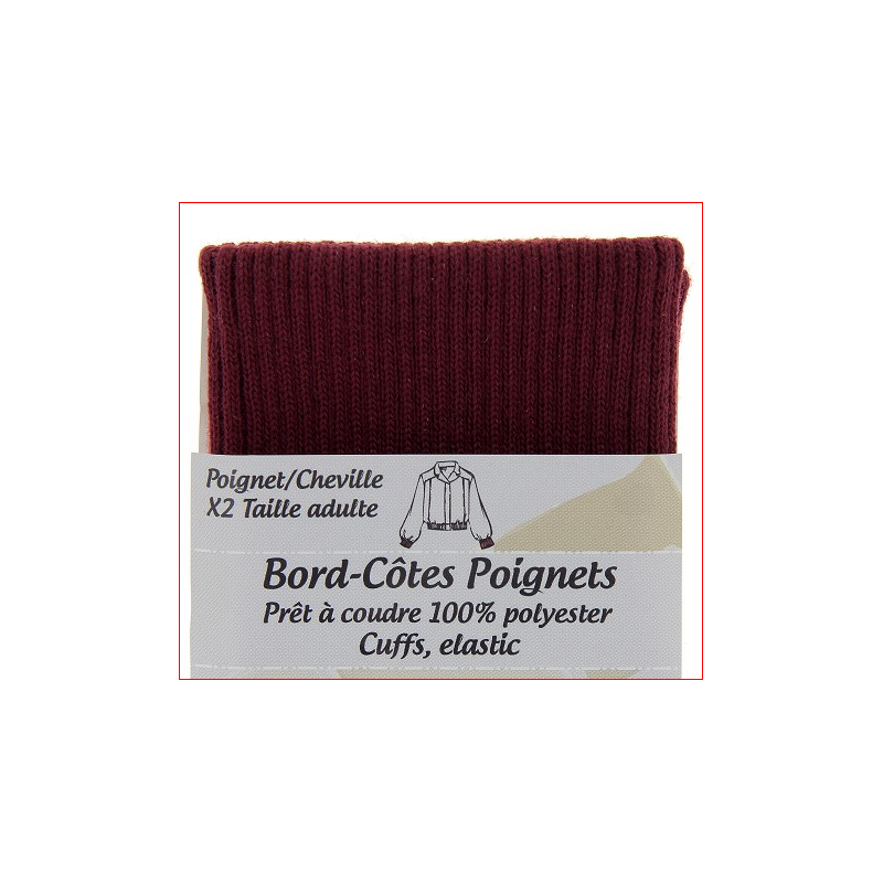 Bord cote poignets ou chevilles coloris bordeaux