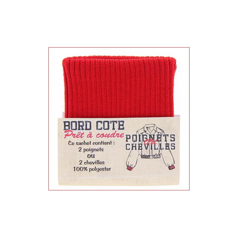 Bord cote poignets ou chevilles coloris rouge