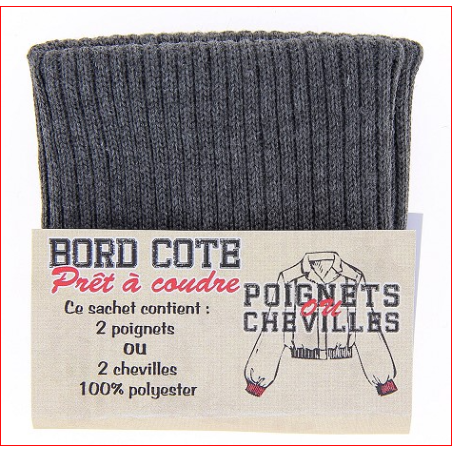 Bord cote poignets ou chevilles coloris gris