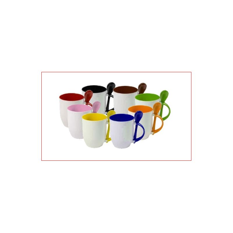 TASSE  ET CUILLERE COULEUR INTERIEURE SUBLIMATION